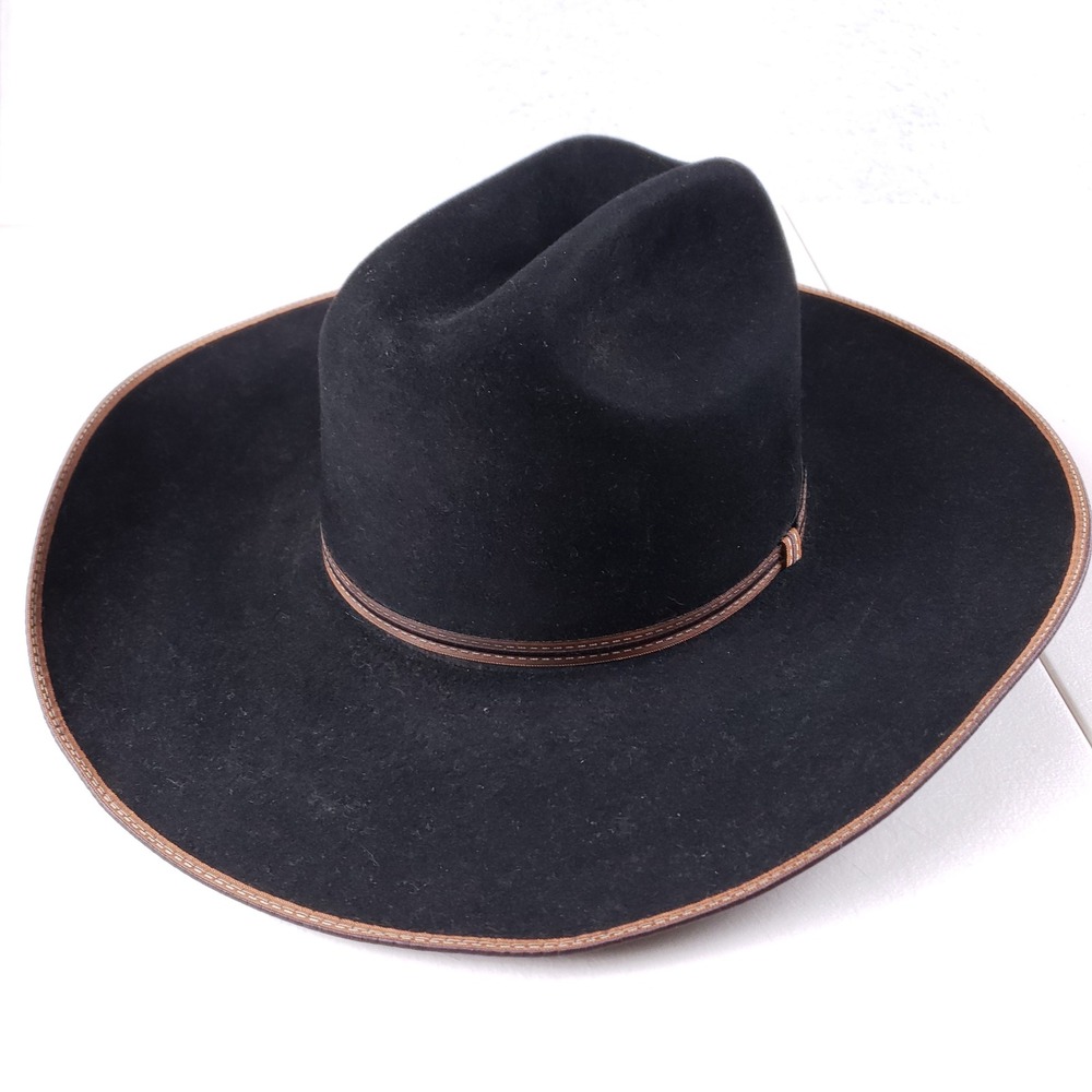 Resistol 4X Beaver Cowboy Hat Men 7 3/8 Long Oval Black Western Rodeo